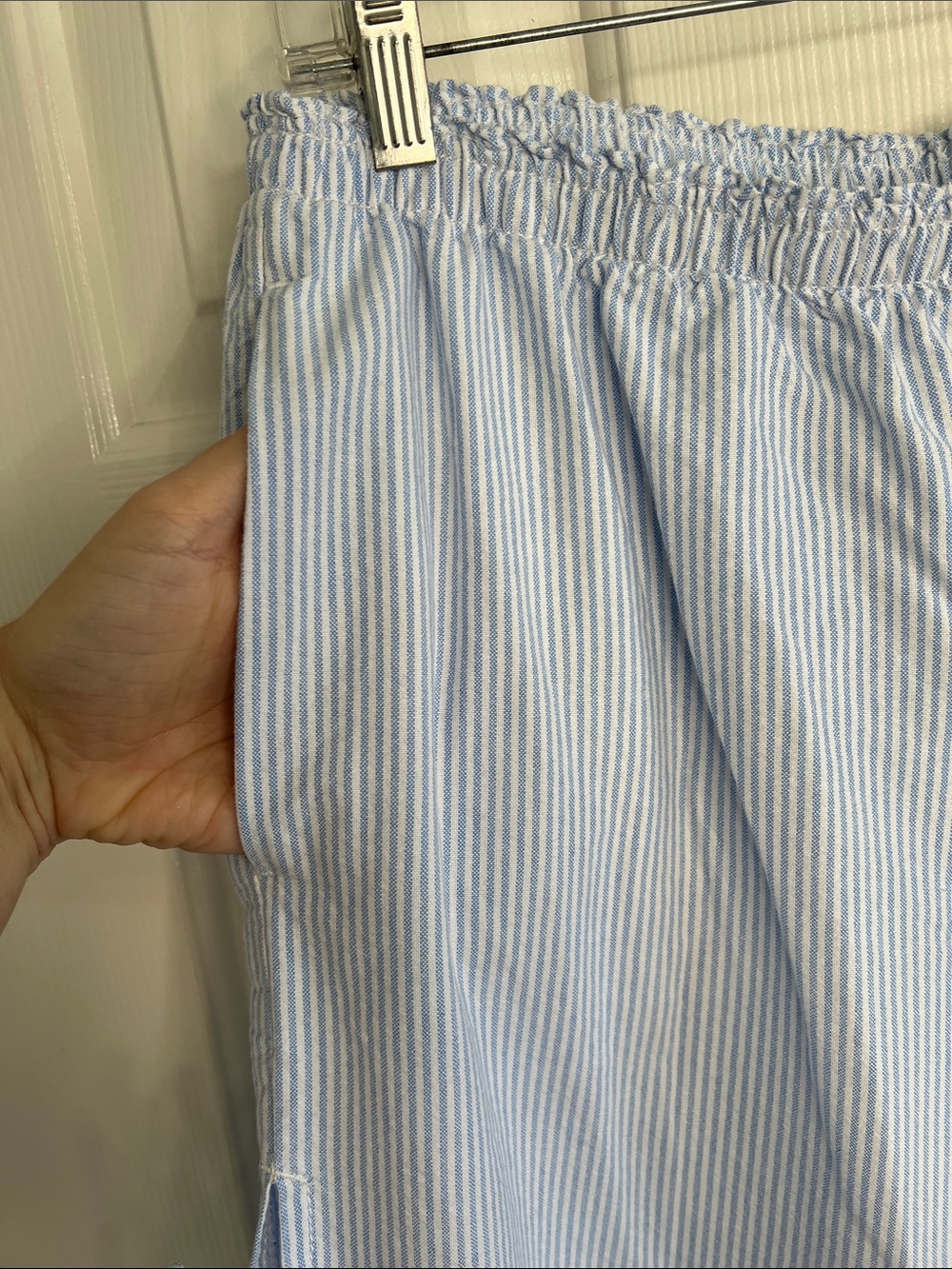 Cali 1850 Striped Side Tie Pull-On Cotton Pants blue & white size XL - Picture 6 of 8